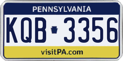 PA license plate KQB3356