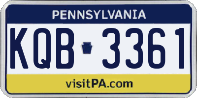 PA license plate KQB3361
