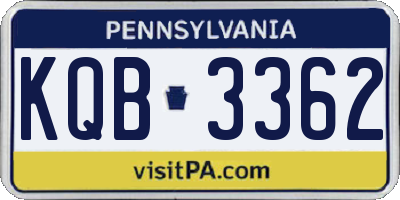 PA license plate KQB3362