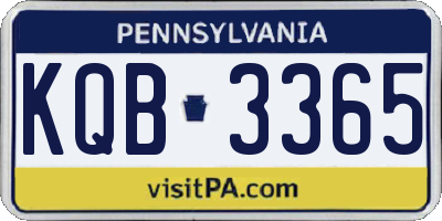 PA license plate KQB3365
