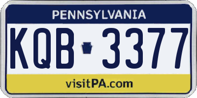 PA license plate KQB3377
