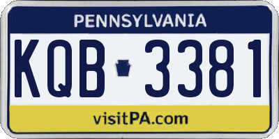 PA license plate KQB3381
