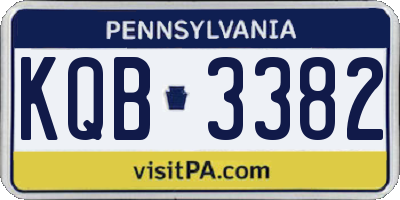 PA license plate KQB3382