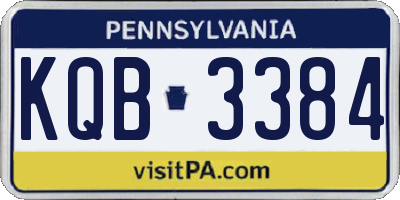 PA license plate KQB3384