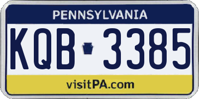 PA license plate KQB3385