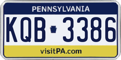 PA license plate KQB3386