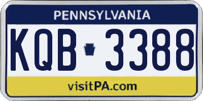 PA license plate KQB3388