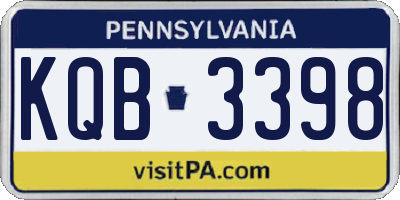 PA license plate KQB3398