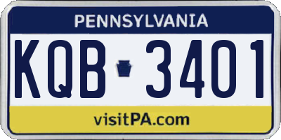 PA license plate KQB3401