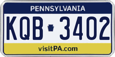 PA license plate KQB3402