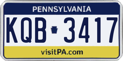 PA license plate KQB3417