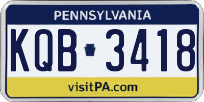 PA license plate KQB3418