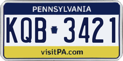 PA license plate KQB3421