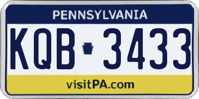 PA license plate KQB3433