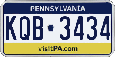 PA license plate KQB3434