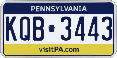 PA license plate KQB3443