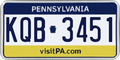 PA license plate KQB3451