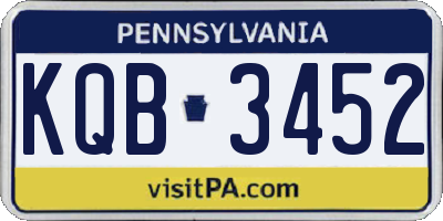PA license plate KQB3452