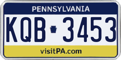 PA license plate KQB3453