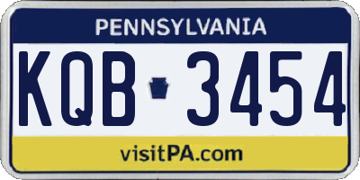 PA license plate KQB3454
