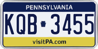 PA license plate KQB3455