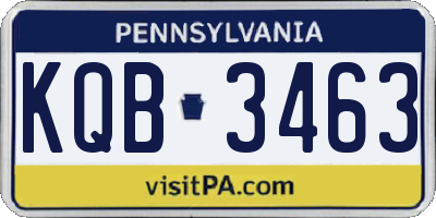 PA license plate KQB3463