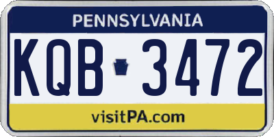 PA license plate KQB3472