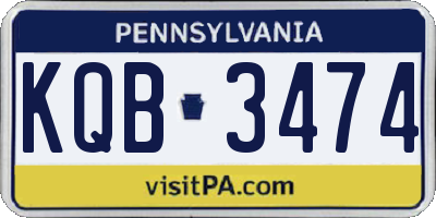 PA license plate KQB3474
