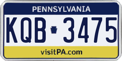 PA license plate KQB3475