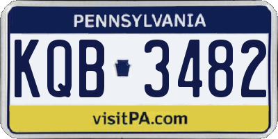 PA license plate KQB3482