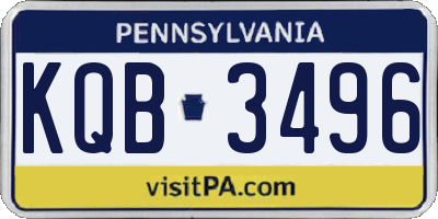 PA license plate KQB3496