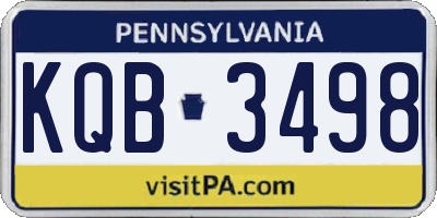PA license plate KQB3498