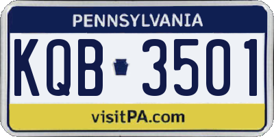 PA license plate KQB3501