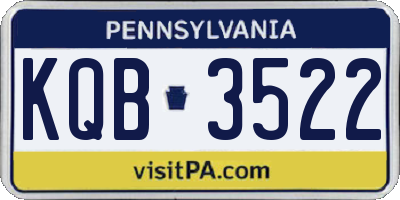 PA license plate KQB3522