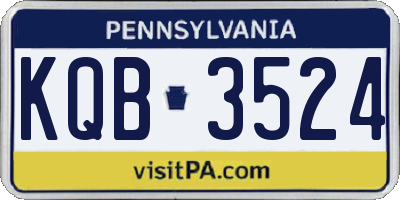 PA license plate KQB3524