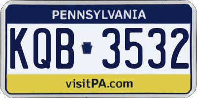 PA license plate KQB3532