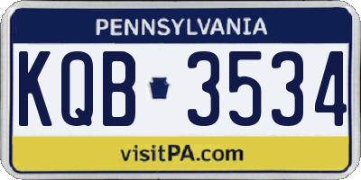 PA license plate KQB3534
