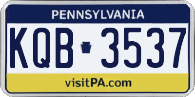 PA license plate KQB3537