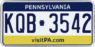 PA license plate KQB3542