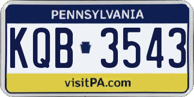 PA license plate KQB3543