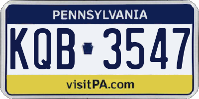 PA license plate KQB3547
