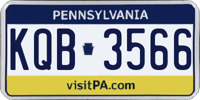 PA license plate KQB3566