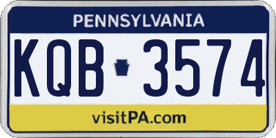 PA license plate KQB3574