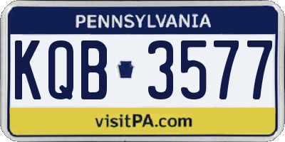 PA license plate KQB3577