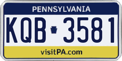 PA license plate KQB3581