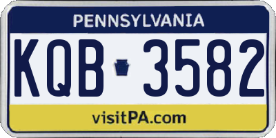 PA license plate KQB3582