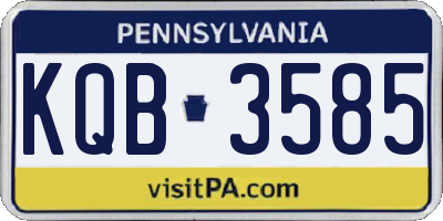 PA license plate KQB3585
