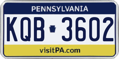 PA license plate KQB3602