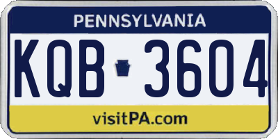 PA license plate KQB3604