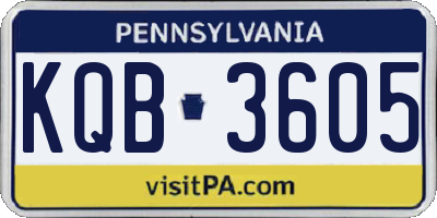 PA license plate KQB3605